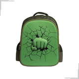 Mochila Casual Escolar Menino De Costas Hulk 3d Original 