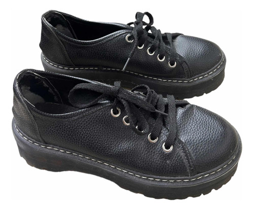 Borcegos Bajos Zapatos Negros Con Cordones Talle 36