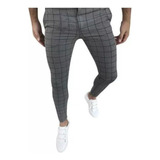 Pantalones Largos A Cuadros De Corte Slim For Hombre