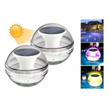 2 Pack Luces Led Piscina Flotantes Rgb Led Carga Solar