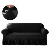 Cubresillon Color Negro Con Falda 3 Cuerpos