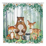 Watercolor Woodland Animals Shower Curtain Spring Wild Anima