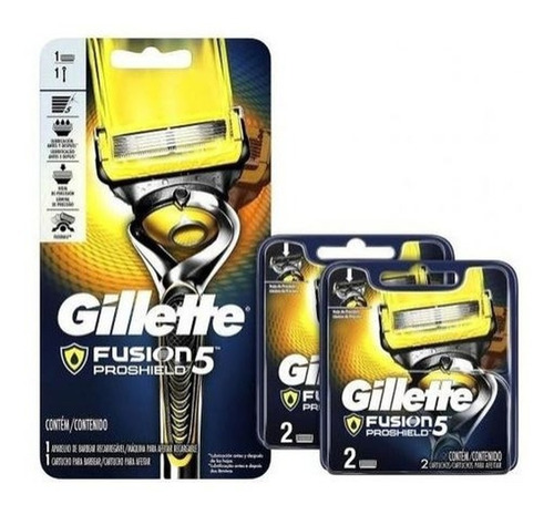 Kit Aparelho De Barbear Gillette Proshield + 4 Cartuchos 