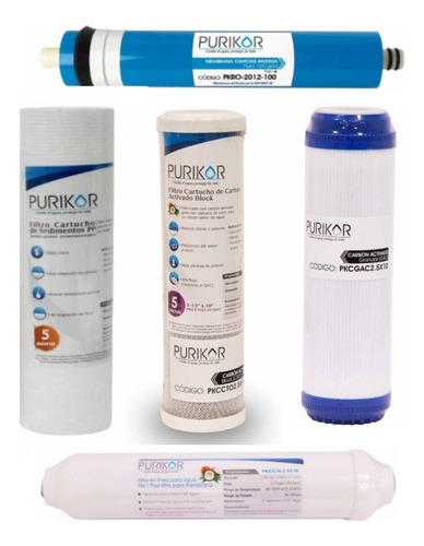 Kit Repuestos Osmosis Inversa 5 Etapas 100gpd