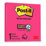 Bloco Post-it 3m 654 76x76 Mm Pink Neon C/90 Fls Recado