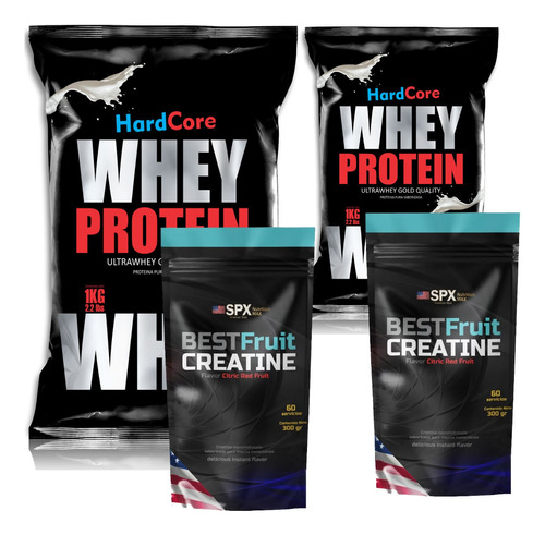 2 Creatina 300 Grs C/ Sabor + 2 Proteína Whey Protein 1 Kg