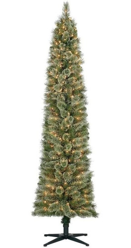 Árbol Navidad Tipo Lapiz Madera De Pino Preiluminado 2.13 M