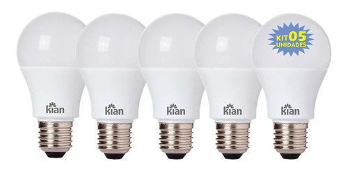 Kit 05 Lampada Led 15w Kian 3000k 110/220v Morna