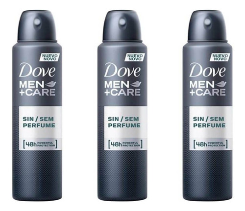 Kit C/03 Dove S/ Perfume Desodorante Aerosol Masculino 89g