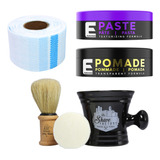 Pasta Y Pomada Elegance + Set Barbería 3pzs + Papel Cuello