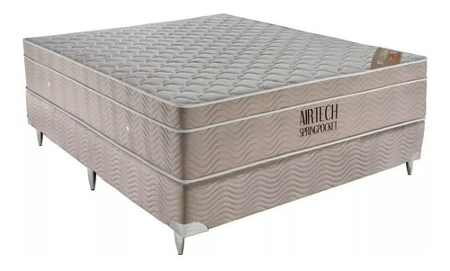 Cama Box Ortobom Airtech Spring Pocket  Casal De 188cmx138cm  Courino Bege