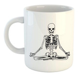 Taza De Ceramica Esqueleto Meditacion Yoga Deporte
