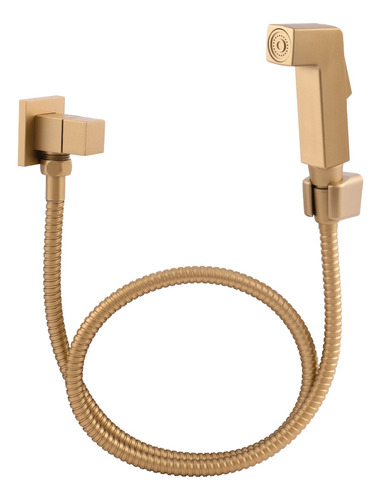 Ducha Higiênica Luxo Quadrada Metal Dourado Fosco 1/4 Volta