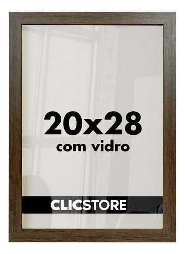Kit 2 Moldura 20x28 Quadro Vidro Poster Porta Retrato Cursos Cor Tabaco Liso