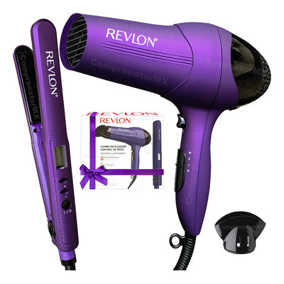 Combo Secadora de cabello y Alaciadora de Cabello Revlon Control Frizz, Combo Estilizador, Secadora con Tecnología Iónica y 3 temperaturas, Plancha con triple recubrimiento de cerámica | Envío gratis