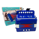 Sanfona Gaita Mini Acordeon 03 Baixos 07 Botões Cor Azul