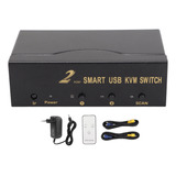 Ratón De 2 Puertos Usb, Vga, Kvm, Entrada, 1 Salida, 4 Monit