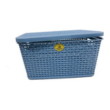 Canasta Rattan Chica Organizador Con Tapa Colores