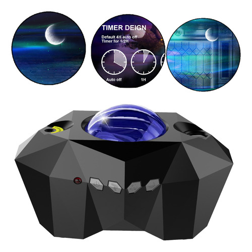 Luminaria Projetor Bluetooth Estrela Aurora Boreal Ws8808 Cor Da Cúpula Preto Cor Da Estrutura Preto 110v/220v (bivolt)