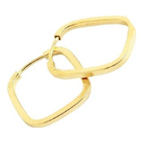 Brinco Argola Quadrada Feminino 2cm Em Ouro 18k Amarelo