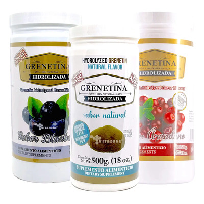 Grenetina Hidrolizada 100% Natural 500 Grs Pretty Bee 3 Bote Sabor Arandano Natural Blueberry | MercadoLibre