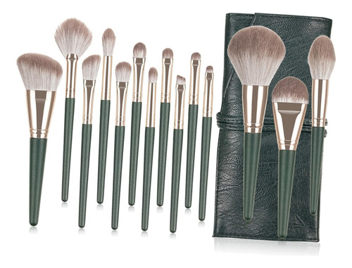 Set 14 Brochas Maquillaje Profesional Cepillos Con Bolsa