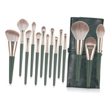 Set 14 Brochas Maquillaje Profesional Cepillos Con Bolsa