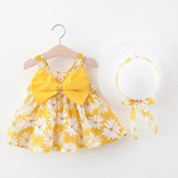 Rt Conjunto Casual De Vestidos Para Niña Con Lazo Floral,