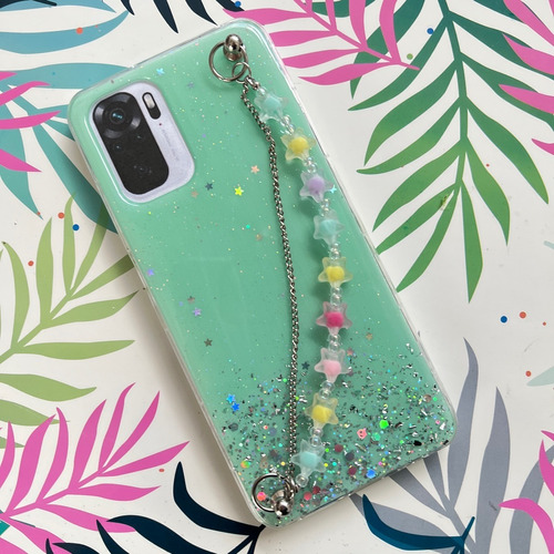 Funda Tpu Brillito+cadena Estrellita Para Redmi Note 10 10s