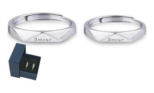 2 Anillos Duo Promesa Plata 925 Parejas A036 Simple Amor