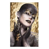 Vinilo 40x60cm Mujer Oro Posando Maquillaje Dorado Mano