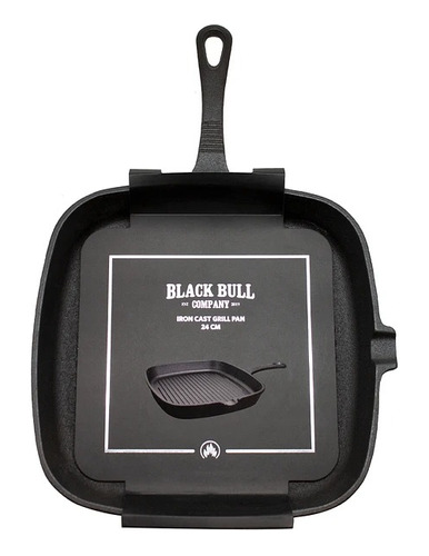 Sarten Grill Pan Hierro Fundido 24 Cm Color Negro Blackbull