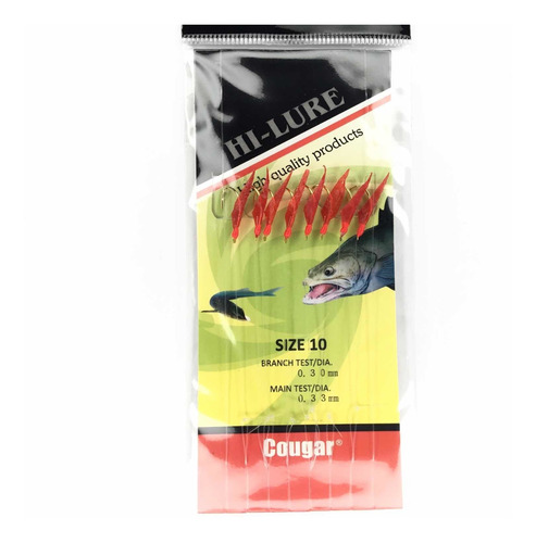 Linea Sabiki Cougar Rojo X 8 Anzuelos - Pesca De Mar