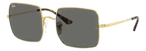 Óculos De Sol Ray-ban I-shape Square 1971 Classic Large Armação De Metal Cor Polished Gold, Lente Dark Grey De Cristal Clássica, Haste Polished Gold De Metal - Rb1971