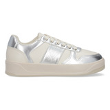 Tenis Ozono Para Mujer Estilo 653501 Blanco - Plata