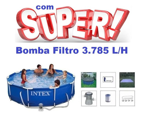 Piscina Intex 4485 Lts Bomba Filtro 3785 Lh 220v Capa Forro