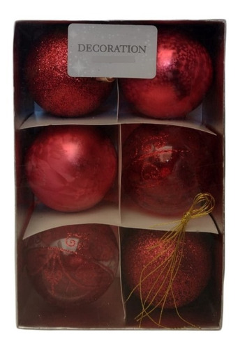 Bolas Navideñas Modernas Rojas X6 6cm Decoracion Navidad