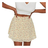 Minifalda De Chifón Floral A La Moda Con Cintura Alta Para M