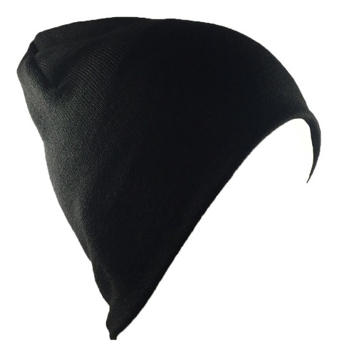 Gorro De Lana Doble Rocky Beanie Largo Moda Famosos Negro