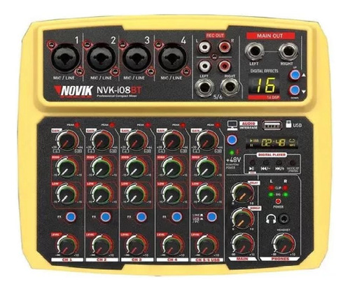 Consola Mixer Con Interfaz Usb Novik Neo Nvk I08bt Amarillo