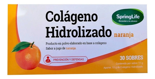 Colageno Hidrolizado Sabor Naranja 30 Sobres. Springlife