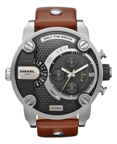 Diesel Gris Dial Ss Cuero Cronógrafo Cuarzo Reloj Para Hombr