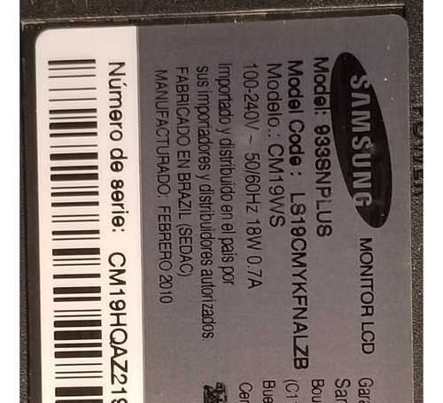 Monitor Samsung 933snplus Usado 