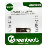 Memoria Usb 32gb Greenbeats 2.0 Flash Drive Color Plateado Usb32gb