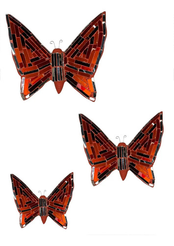 Set De 3 Mariposas Decorativas Pared De Cerámica Y Cristal