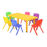 Mesa Infantil Rectangular De Plástico Con 6 Sillas