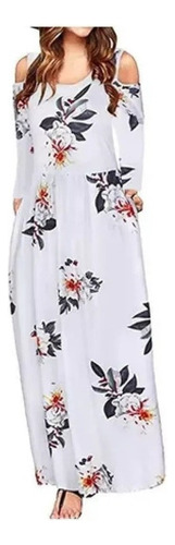 Vestido Largo Mujer Con Rayas Floral Estampado Maxi Vestido