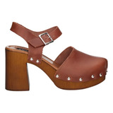 Sandalia Cuero Mujer Casual G307 Leather Camel