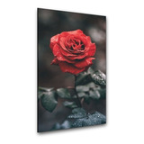 Quadro Decorativo Flor Rosa Vermelha Mosaico Vertical Sala