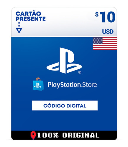 Cartão Playstation Card Cartão Psn $10 Dólares Usa Ps3 Ps4